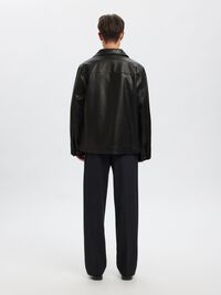 BOUTONNÉ VESTE EN CUIR, Black, highres