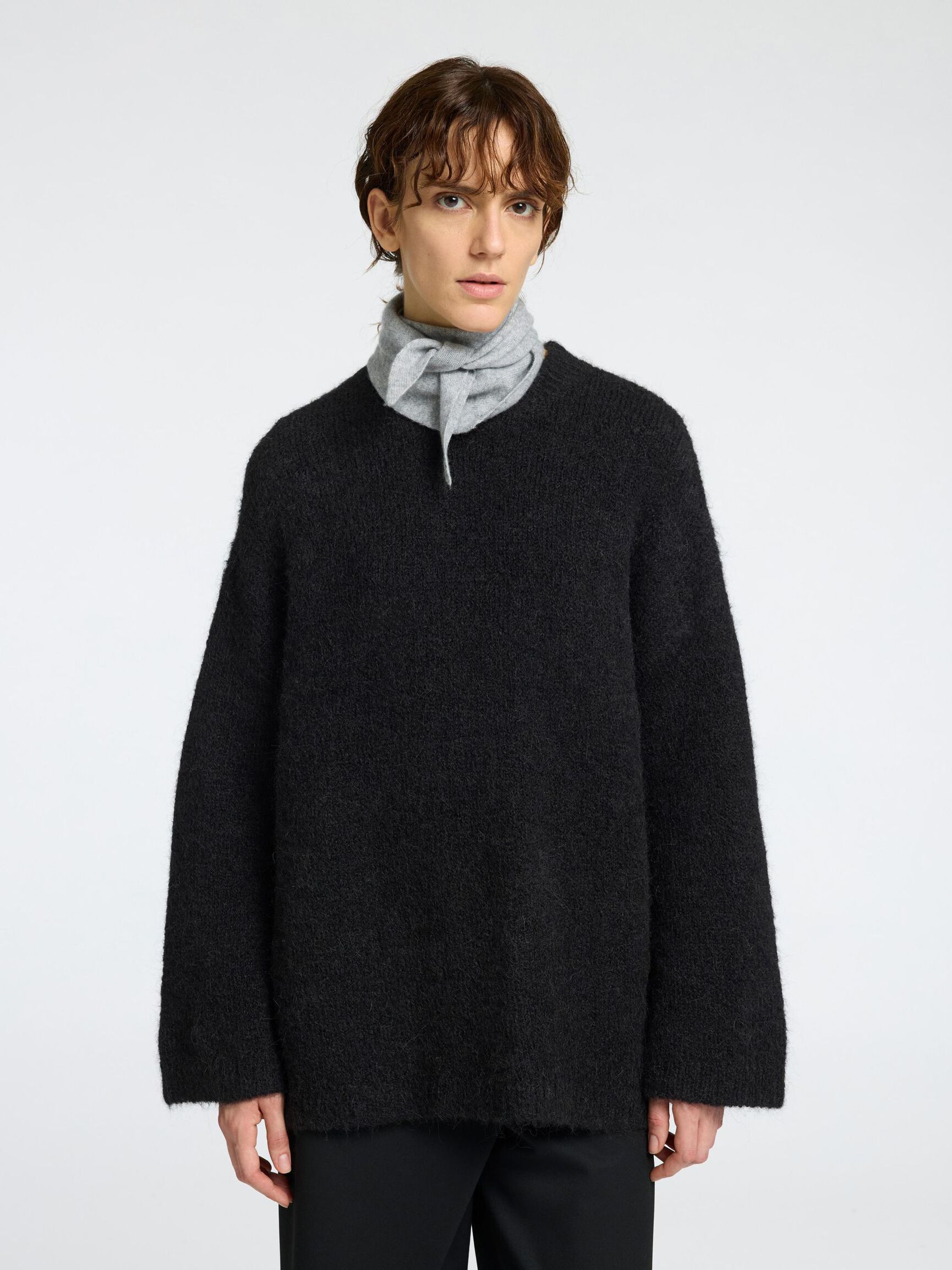 100% CASHMERE SCARF, Medium Grey Melange, highres