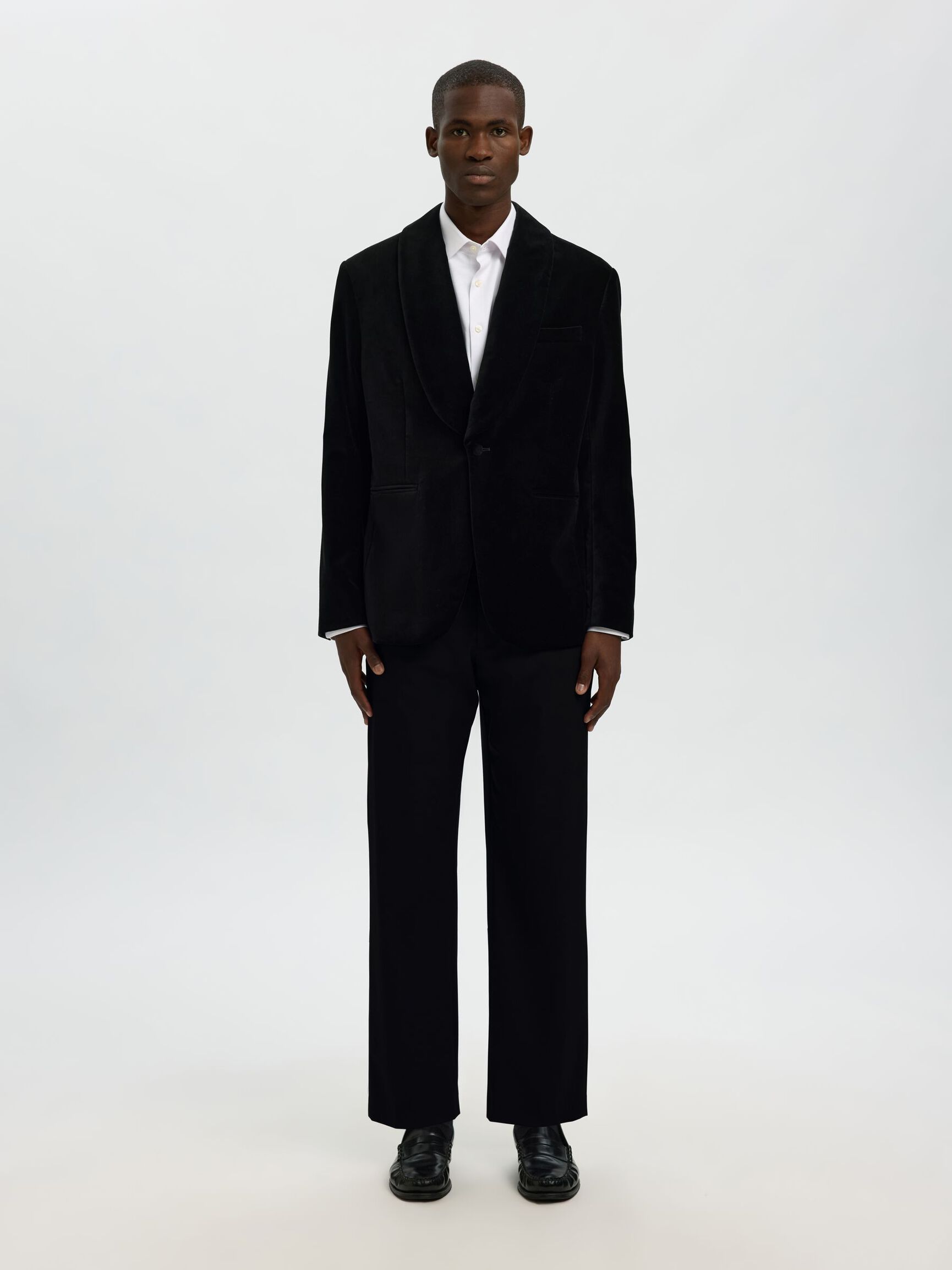 VELVET BLAZER, Black, highres