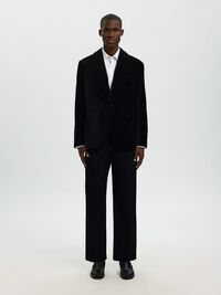 VELVET BLAZER, Black, highres