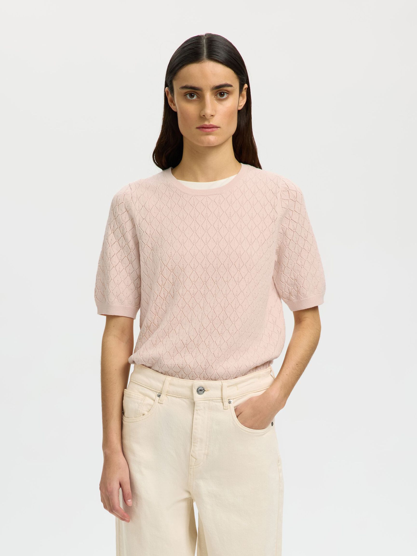 VISCOSE BLEND KNITTED TOP, Pale Dogwood, highres