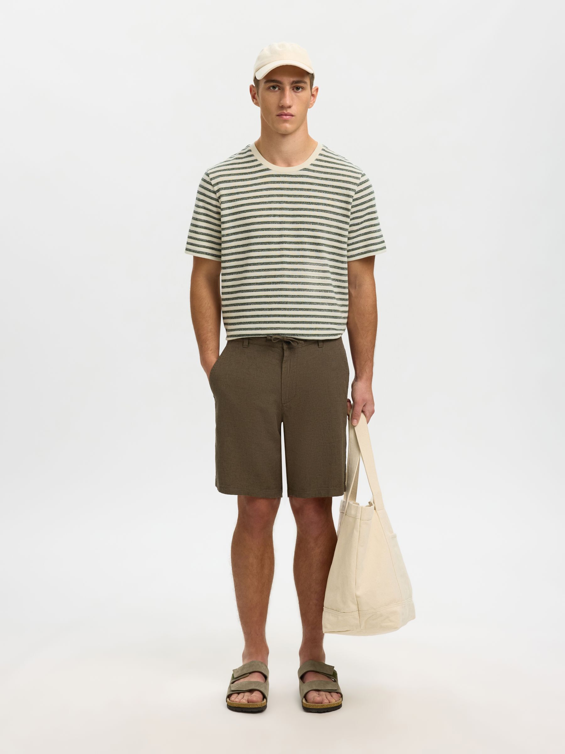 STRIPED T-SHIRT, Egret, highres