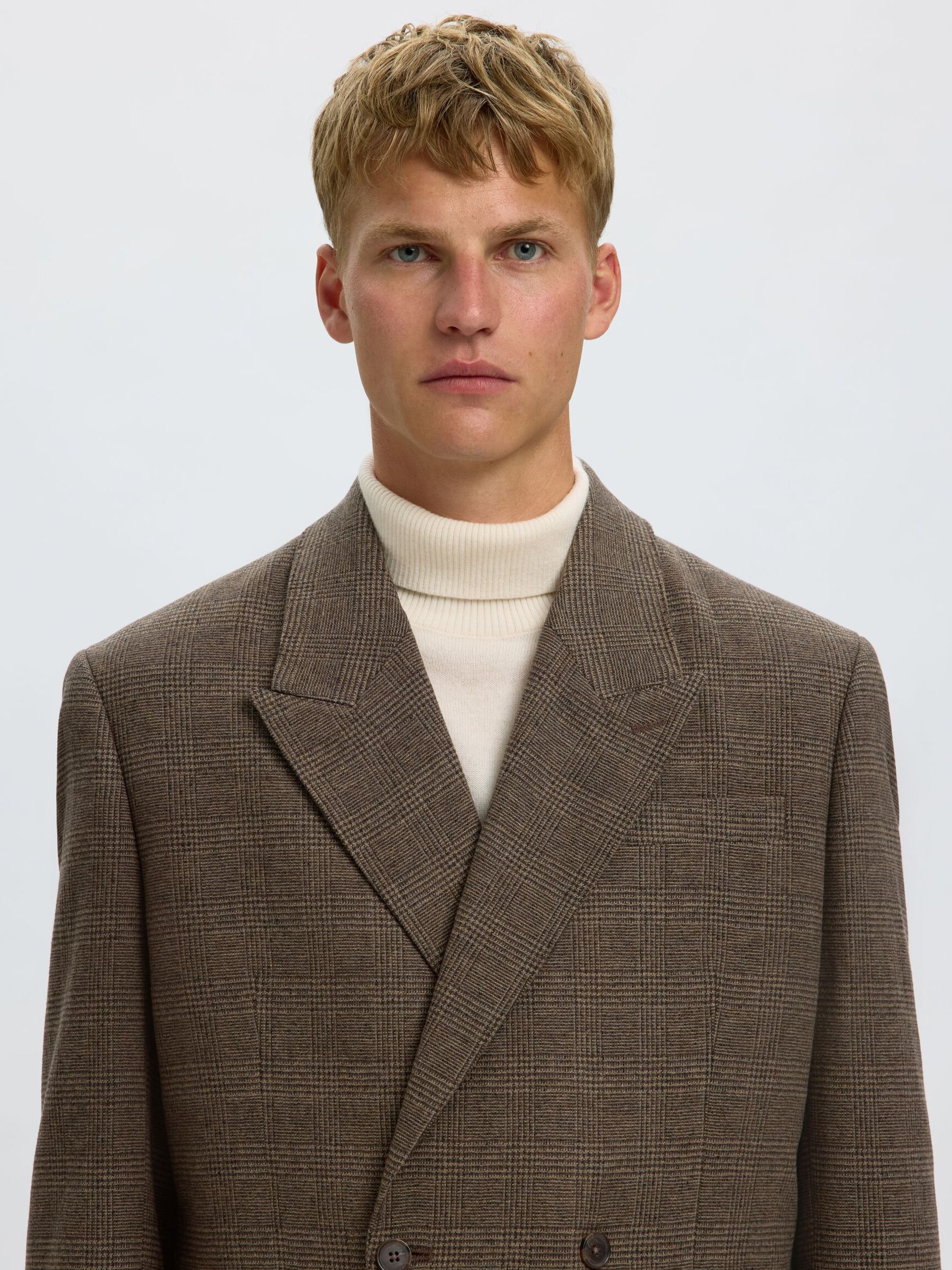 RELAXED FIT WOLLGEMISCH ZWEIREIHIGER BLAZER, Medium Brown Melange, highres