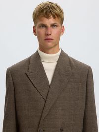 RELAXED FIT WOLLGEMISCH ZWEIREIHIGER BLAZER, Medium Brown Melange, highres