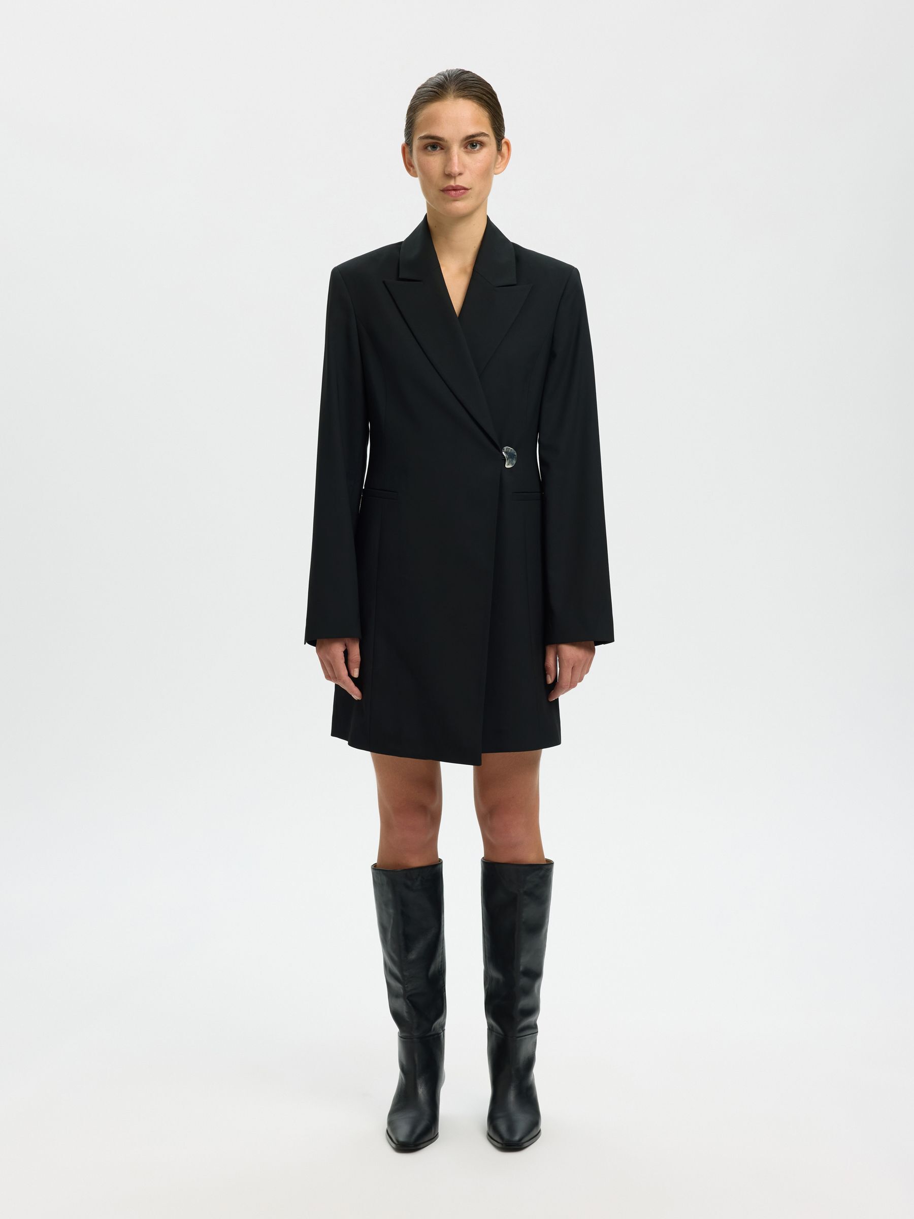 STRUCTURED BLAZER DRESS, Black, highres