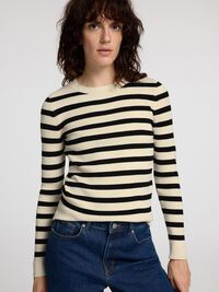 VISCOSE BLEND KNITTED TOP, Birch, highres