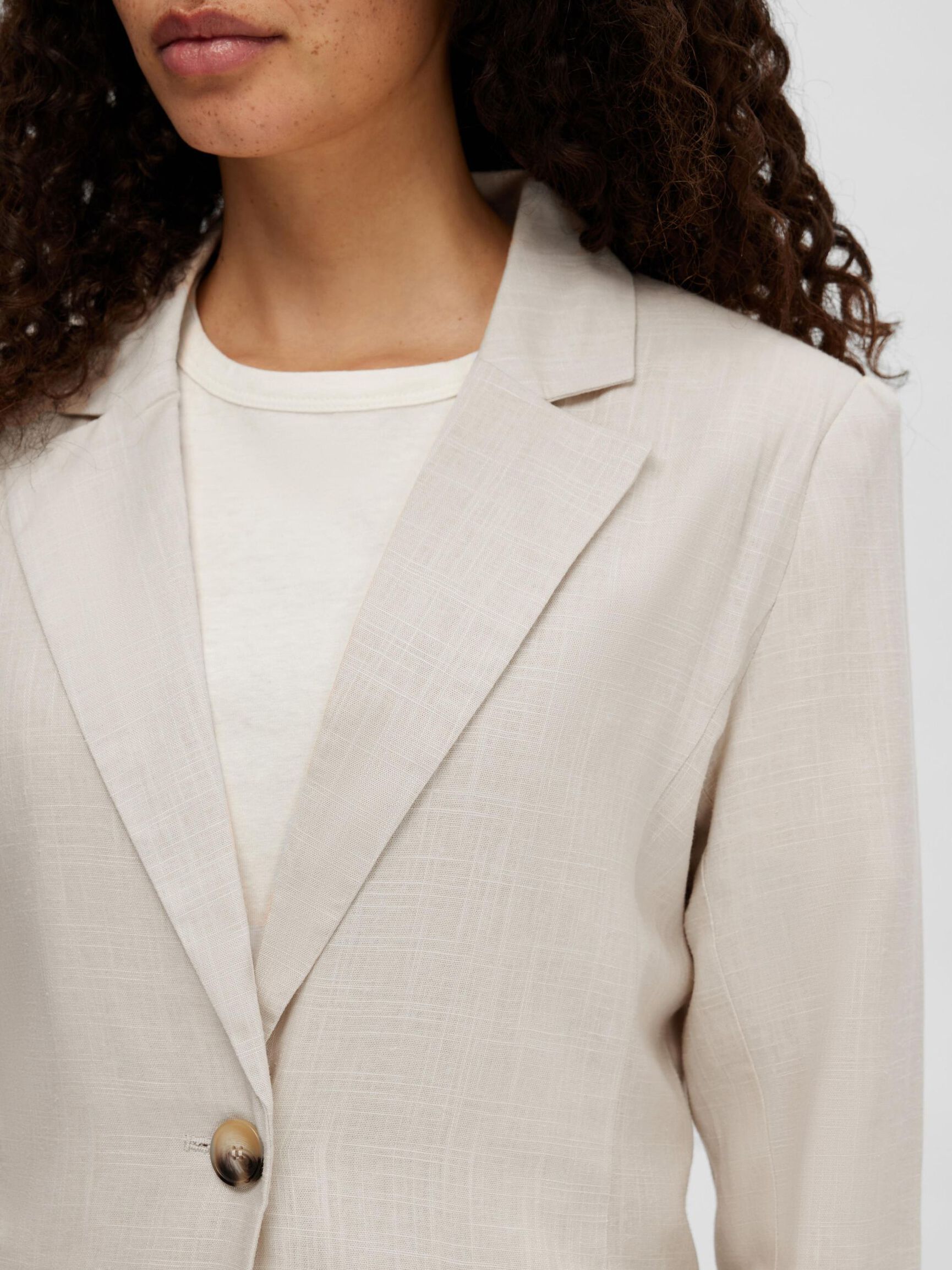 VISCOSE BLEND RELAXED BLAZER, Sandshell, highres