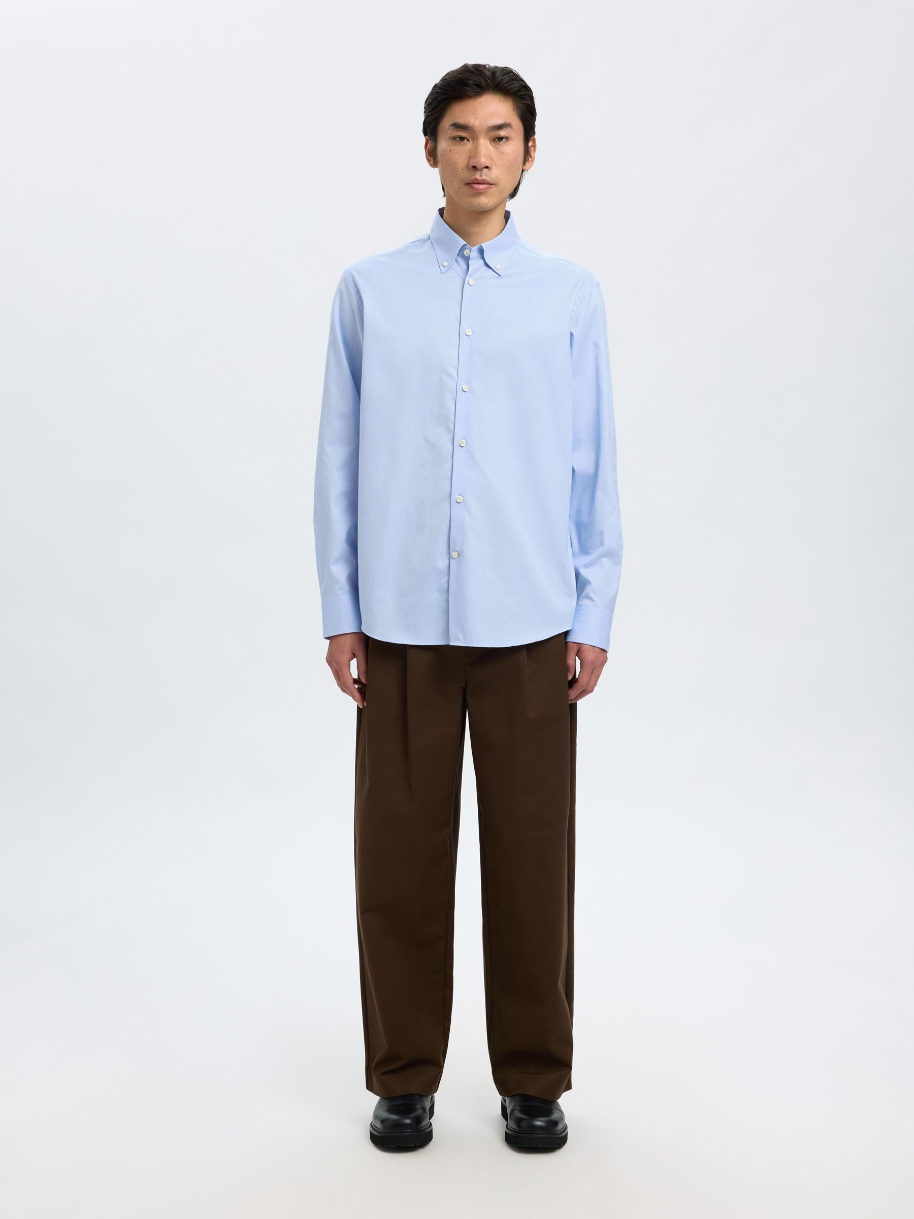 REGULAR FIT COTTON BUTTON-DOWN SHIRT, Light Blue, highres