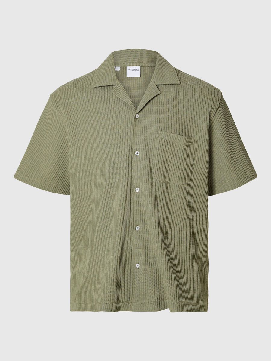 Selected WAFFLED SHORT SLEEVED SHIRT, Vetiver, highres - 16094904_Vetiver_001.jpg