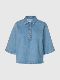 DENIM POLO, Light Blue Denim, highres