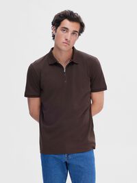 ZIPPER POLO SHIRT, Demitasse, highres