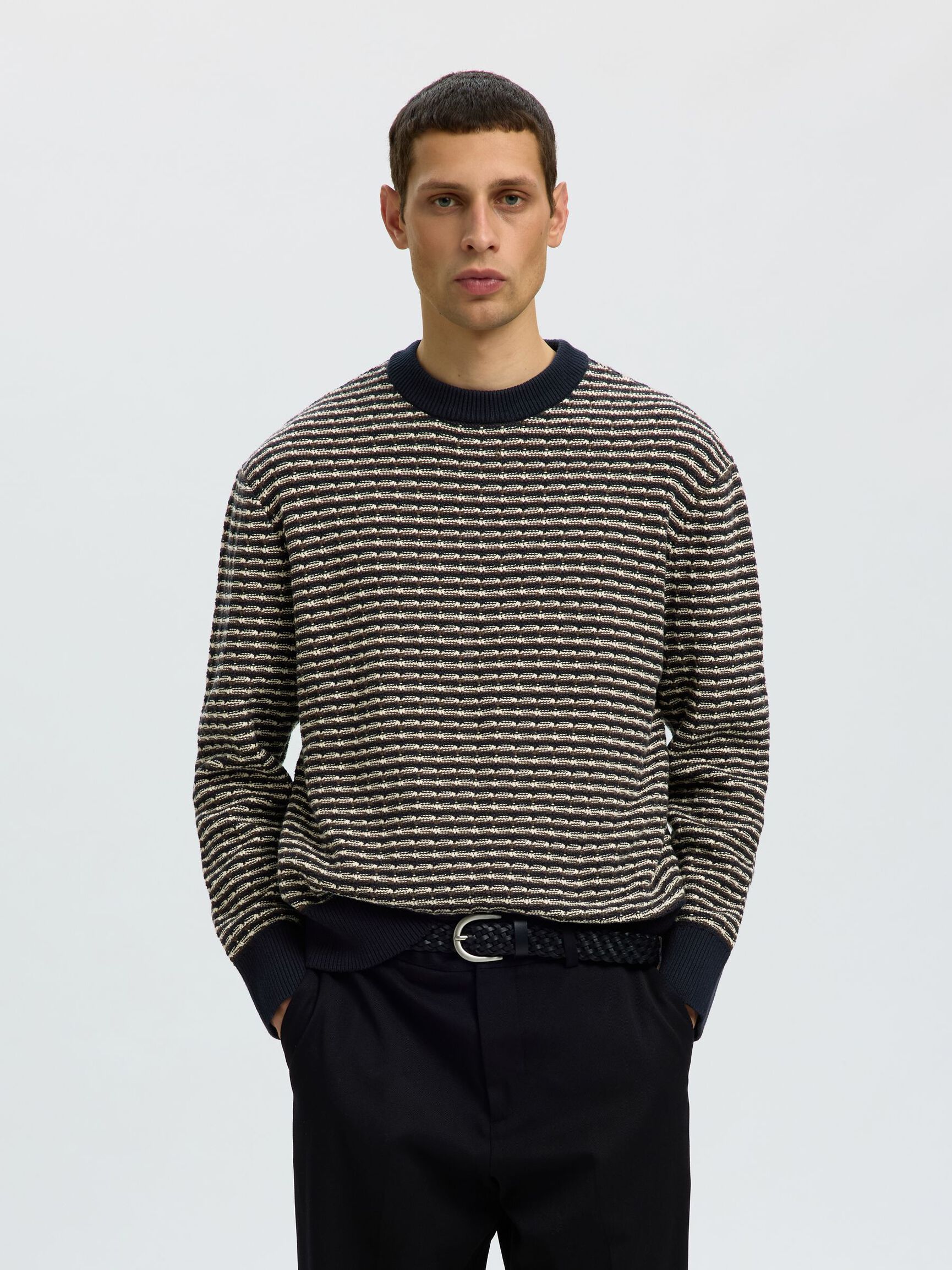 COTTON CREWNECK JUMPER, Sky Captain, highres
