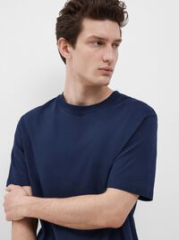 SHORT-SLEEVED RELAXED FIT T-SHIRT, Navy Blazer, highres