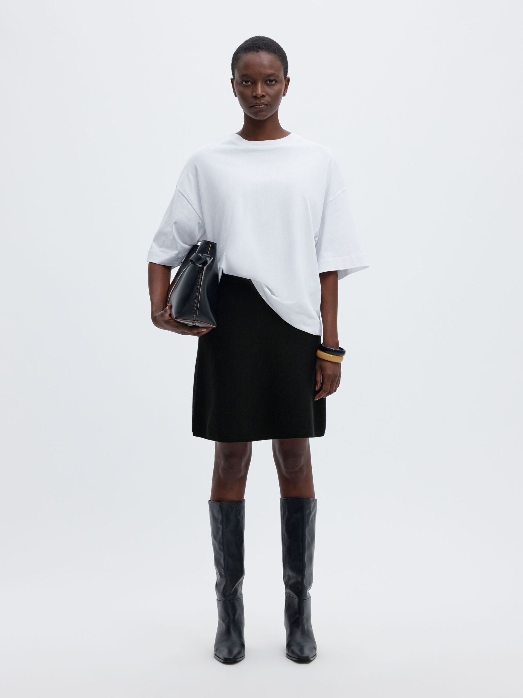 VISCOSE BLEND MINI SKIRT, Black, highres
