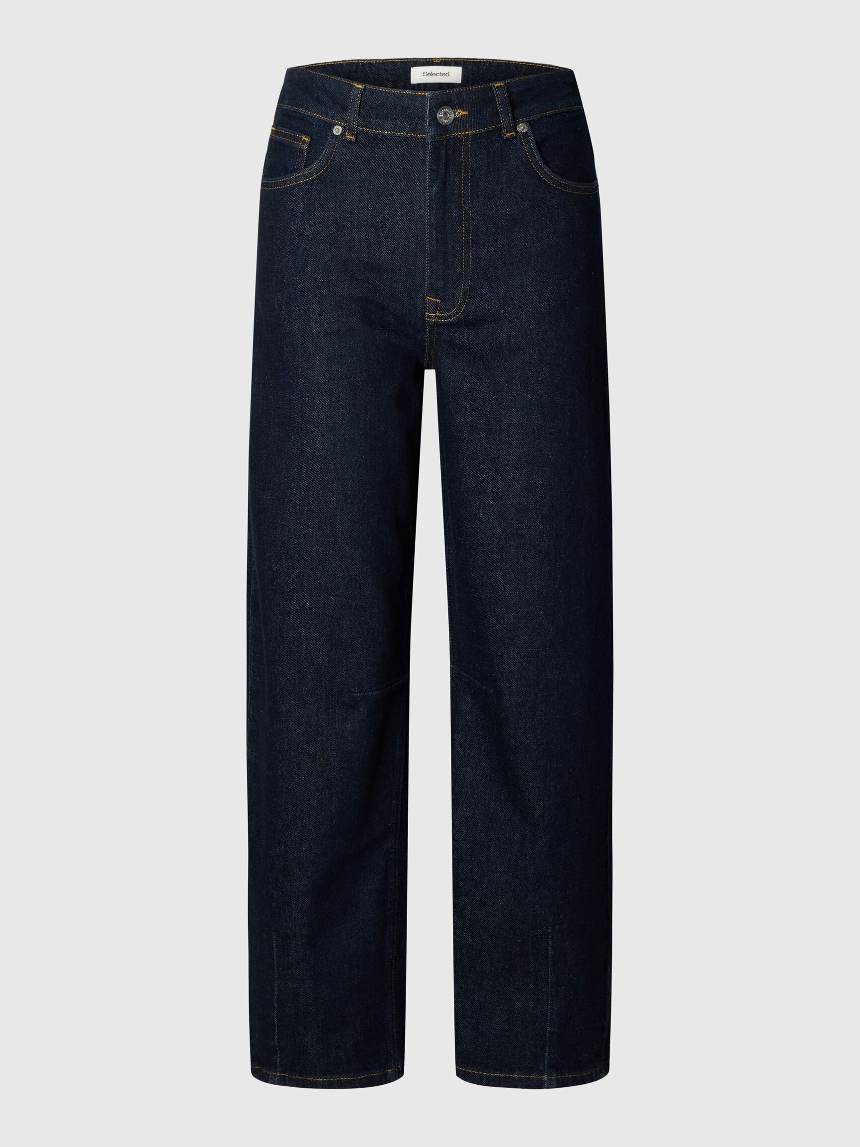 TAILLE MI-HAUTE JEANS BARREL, Dark Blue Denim, highres