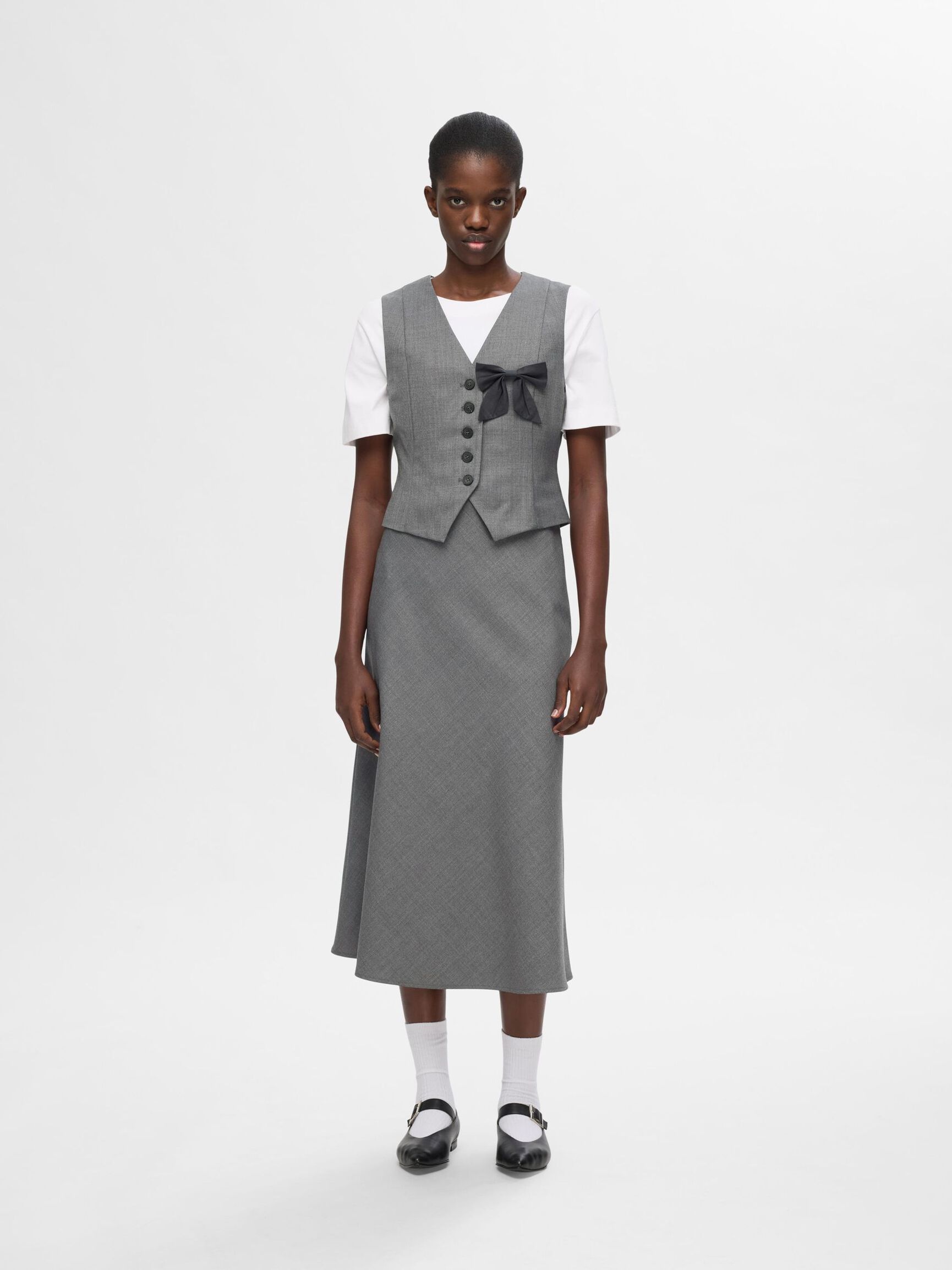 SKRÆDDERSYET ULDBLANDING VEST, Grey Melange, highres