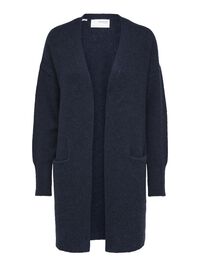 LONG KNITTED CARDIGAN, Dark Sapphire, highres