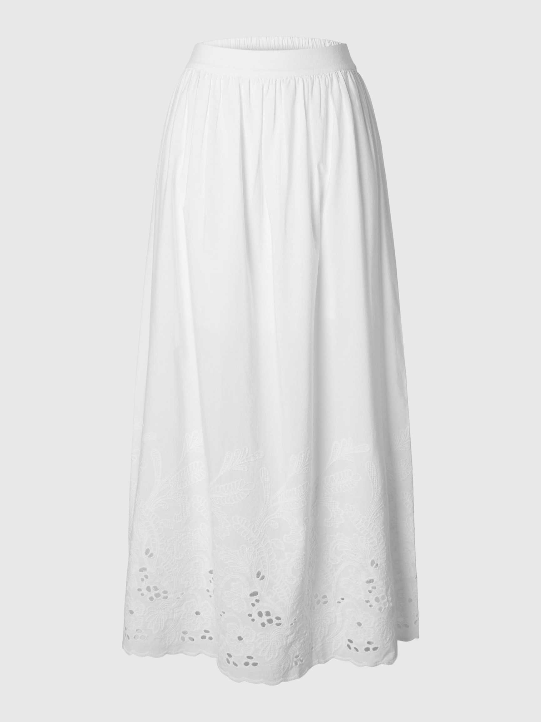 BRODERIE ANGLAISE MAXI ROK, Bright White, highres