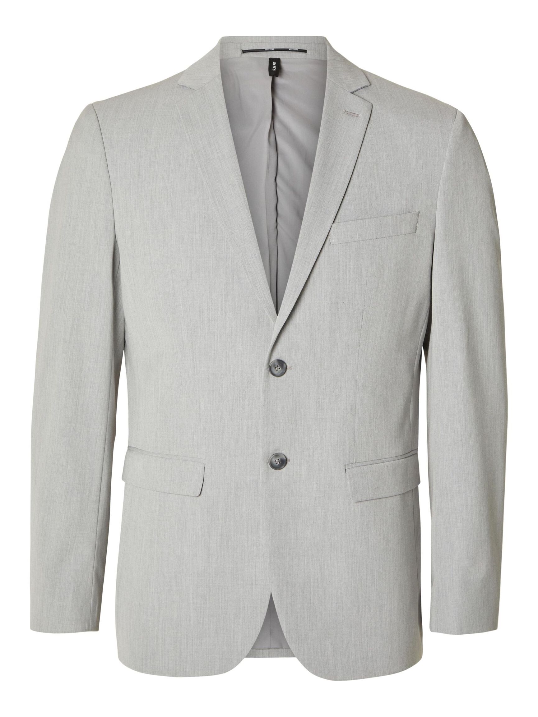 COUPE SLIM EN VISCOSE MÉLANGÉE BLAZER, Light Grey Melange, highres