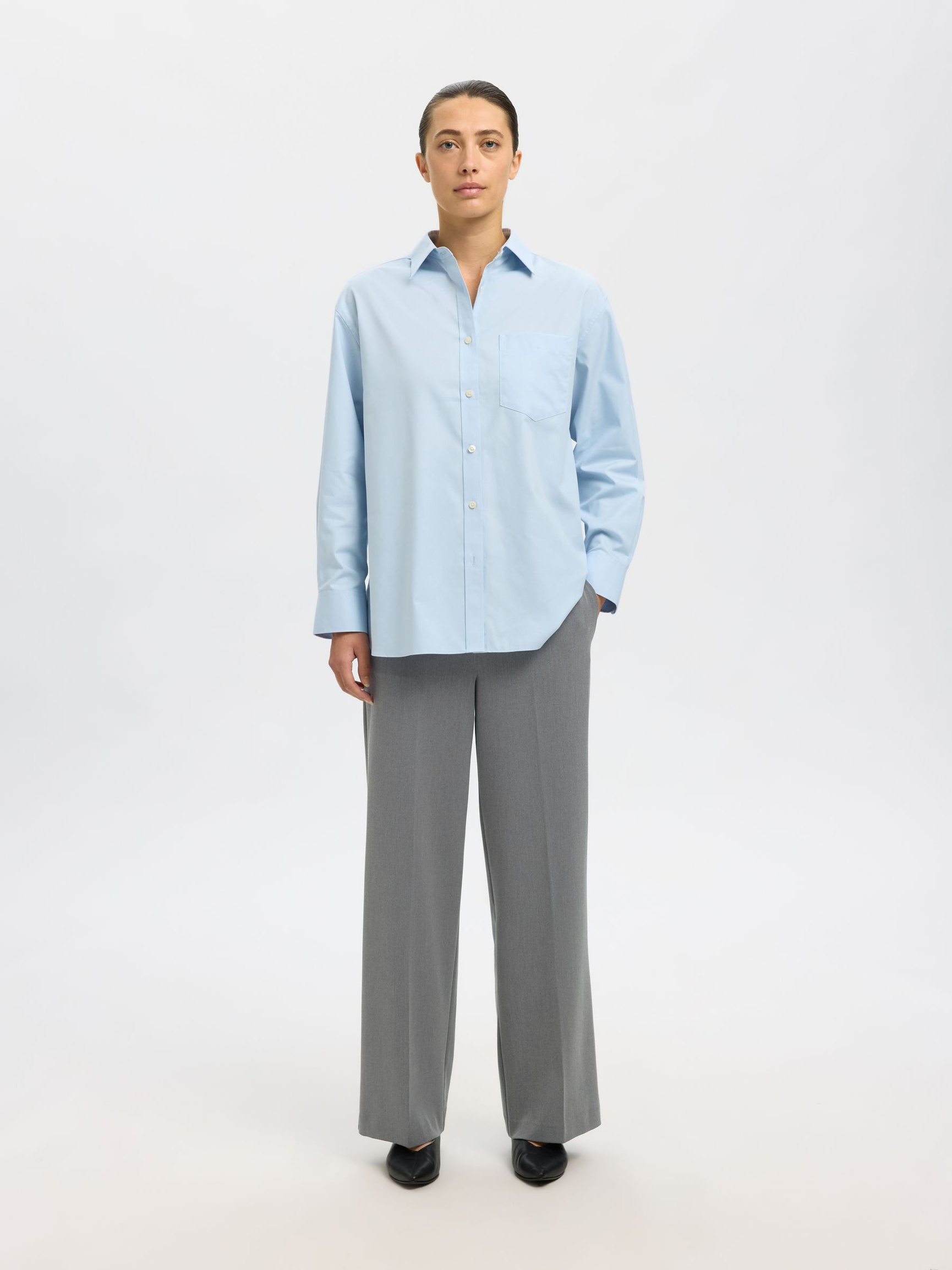 COUPE LARGE PANTALON, Medium Grey Melange, highres
