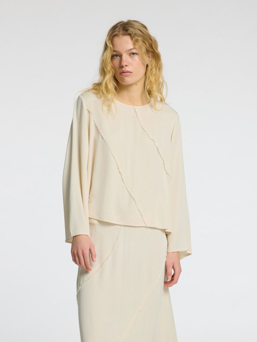 Selected VISCOSE BLEND LONG SLEEVED TOP, Birch, highres - 16096788_Birch_003.jpg