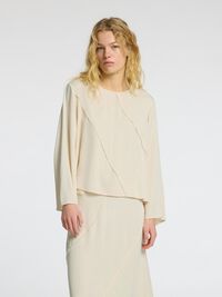 VISCOSE BLEND LONG SLEEVED TOP, Birch, highres