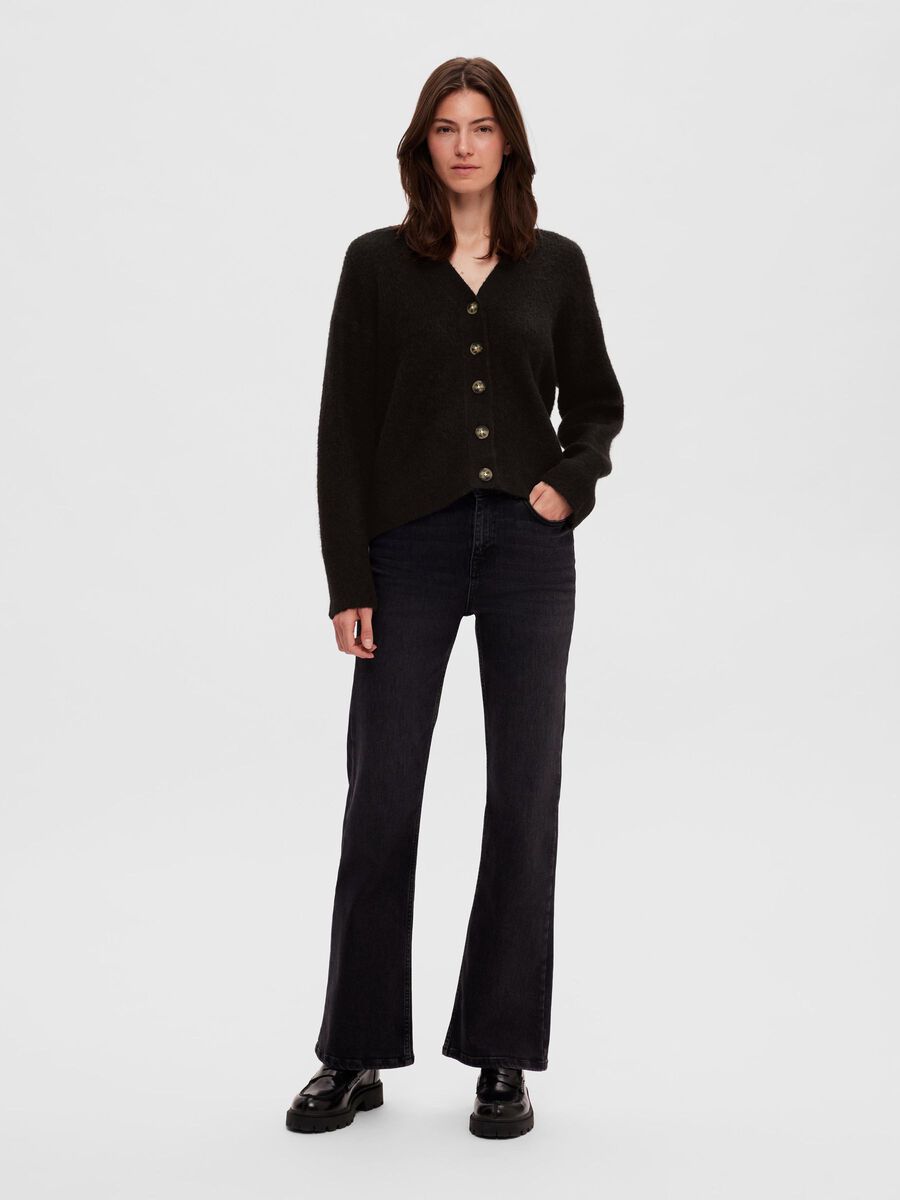 Selected RELAXED FIT WOOL BLEND CARDIGAN, Black, highres - 16090272_Black_005.jpg