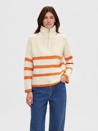 EN LAINE MÉLANGÉE À FERMETURE ÉCLAIR PULLOVER, Birch, highres