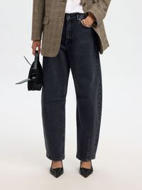 MID-WAIST BARREL FIT JEANS, Medium Grey Denim, highres