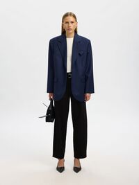 MID WAIST BARREL FIT HOSEN, Black, highres