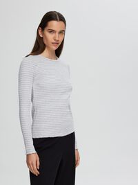 STRIBET LANGÆRMET T-SHIRT, Light Grey Melange, highres