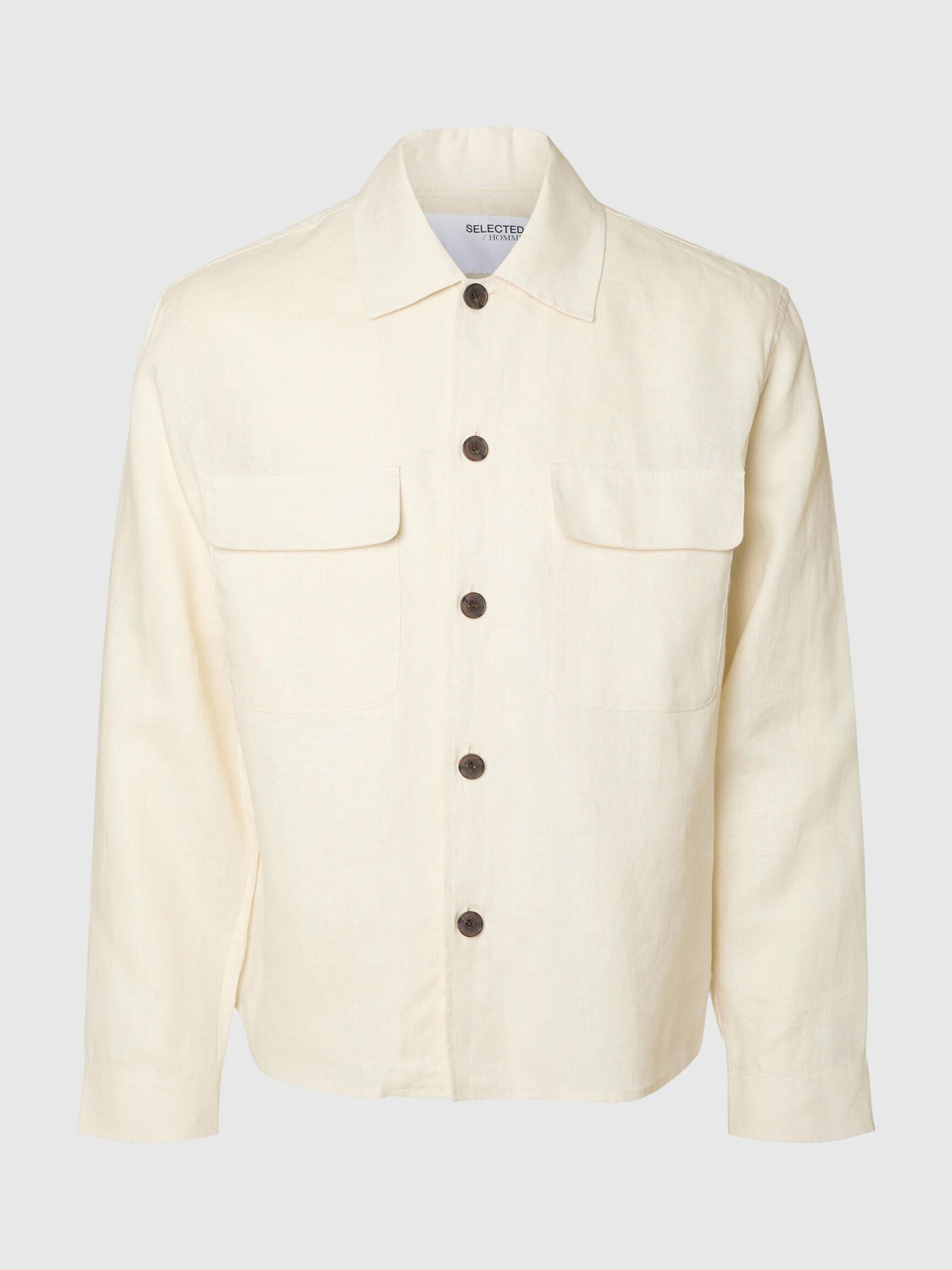 100% LINNEN OVERSHIRT, Egret, highres