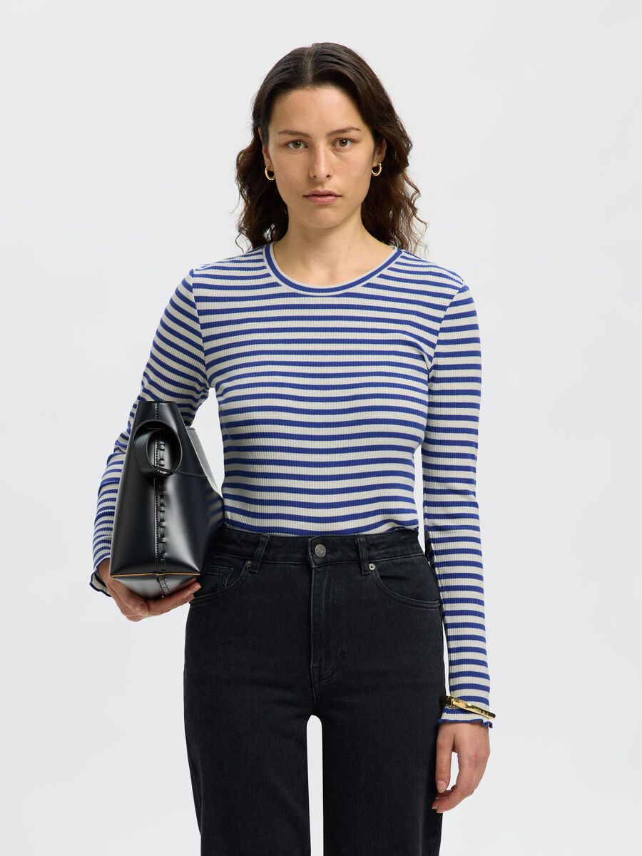 Product tile image - T-SHIRT  Z DŁUGIM RĘKAWEM, Dazzling Blue | 16078946_DazzlingBlue_841417