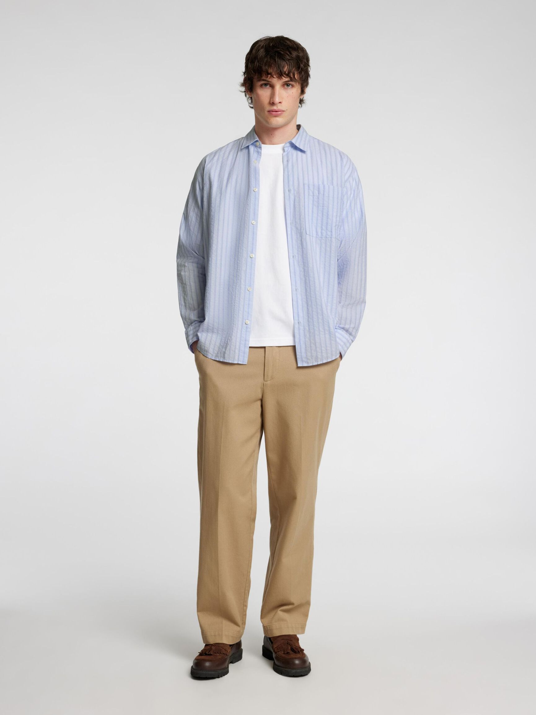 TEJIDO MIL RAYAS CAMISA DE MANGA LARGA, Cashmere Blue, highres