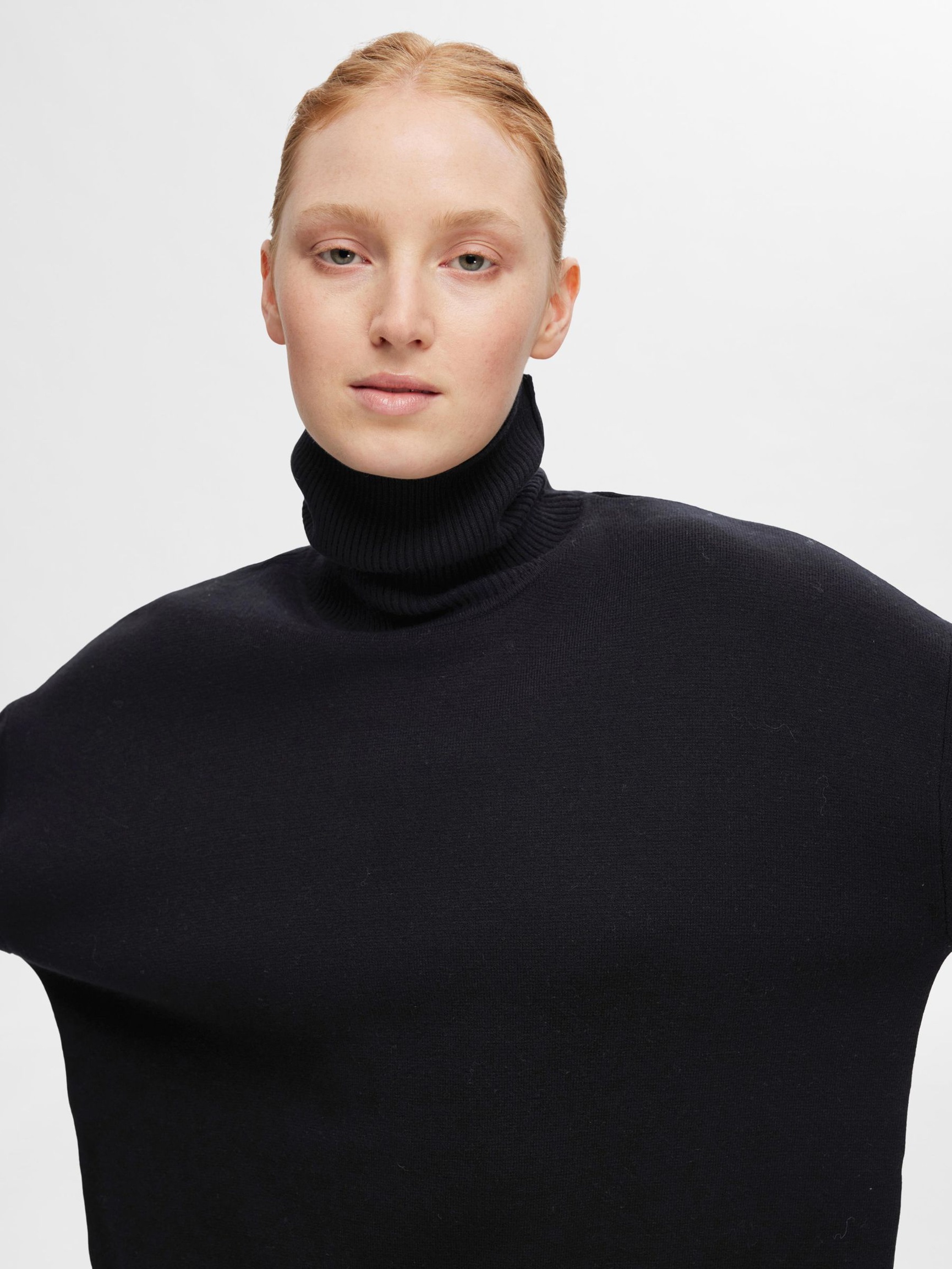 VISCOSE BLEND KNITTED JUMPER, Black, highres