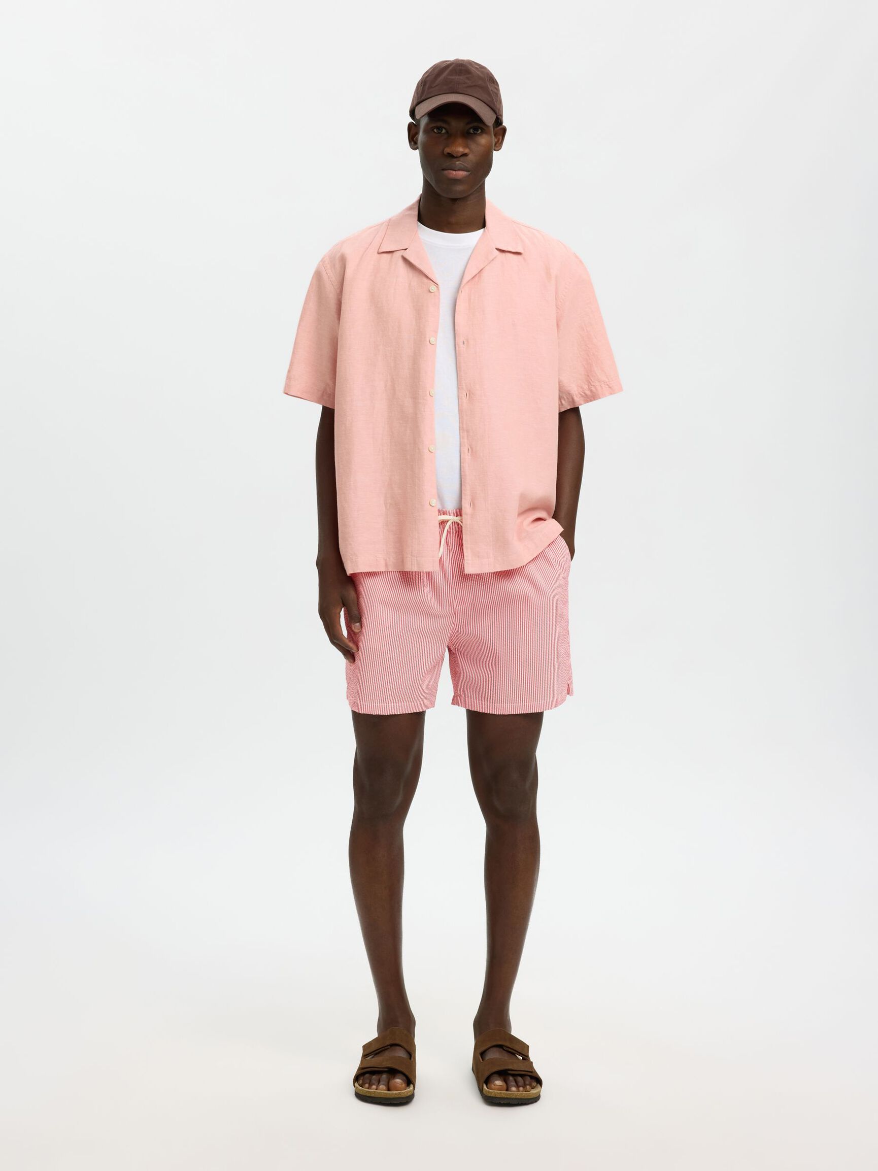 SEERSUCKER BADESHORTS, Poinsettia, highres