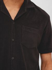 TERRY CLOTH SHIRT, Black, highres