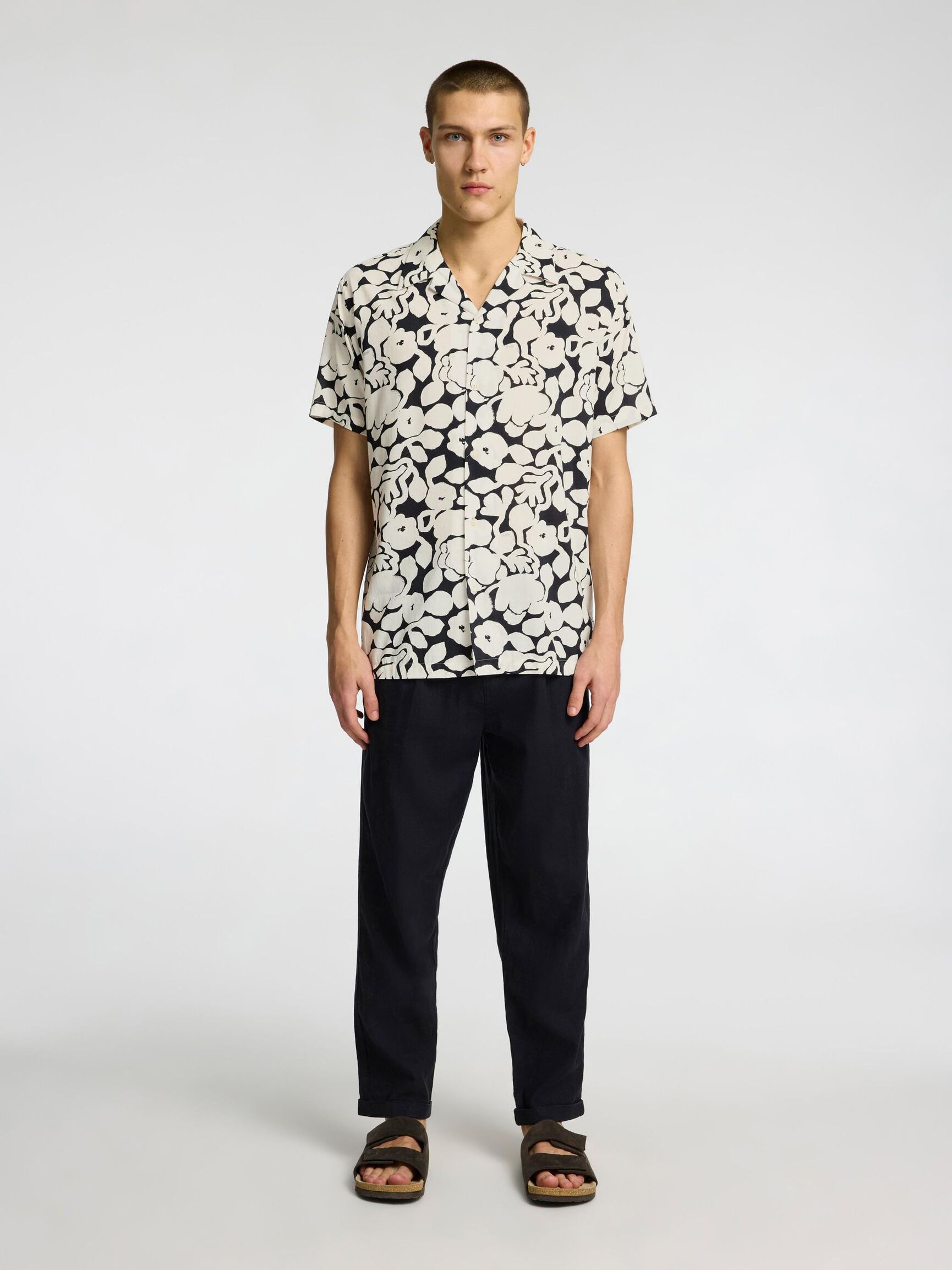 CUBAN COLLAR SHIRT, Black, highres