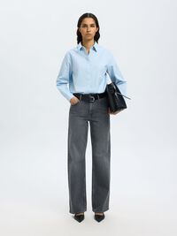 HIGH WAIST WIDE LEG JEANS, Medium Grey Denim, highres