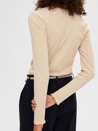 RIBBED LONG SLEEVED TOP, Oatmeal, highres