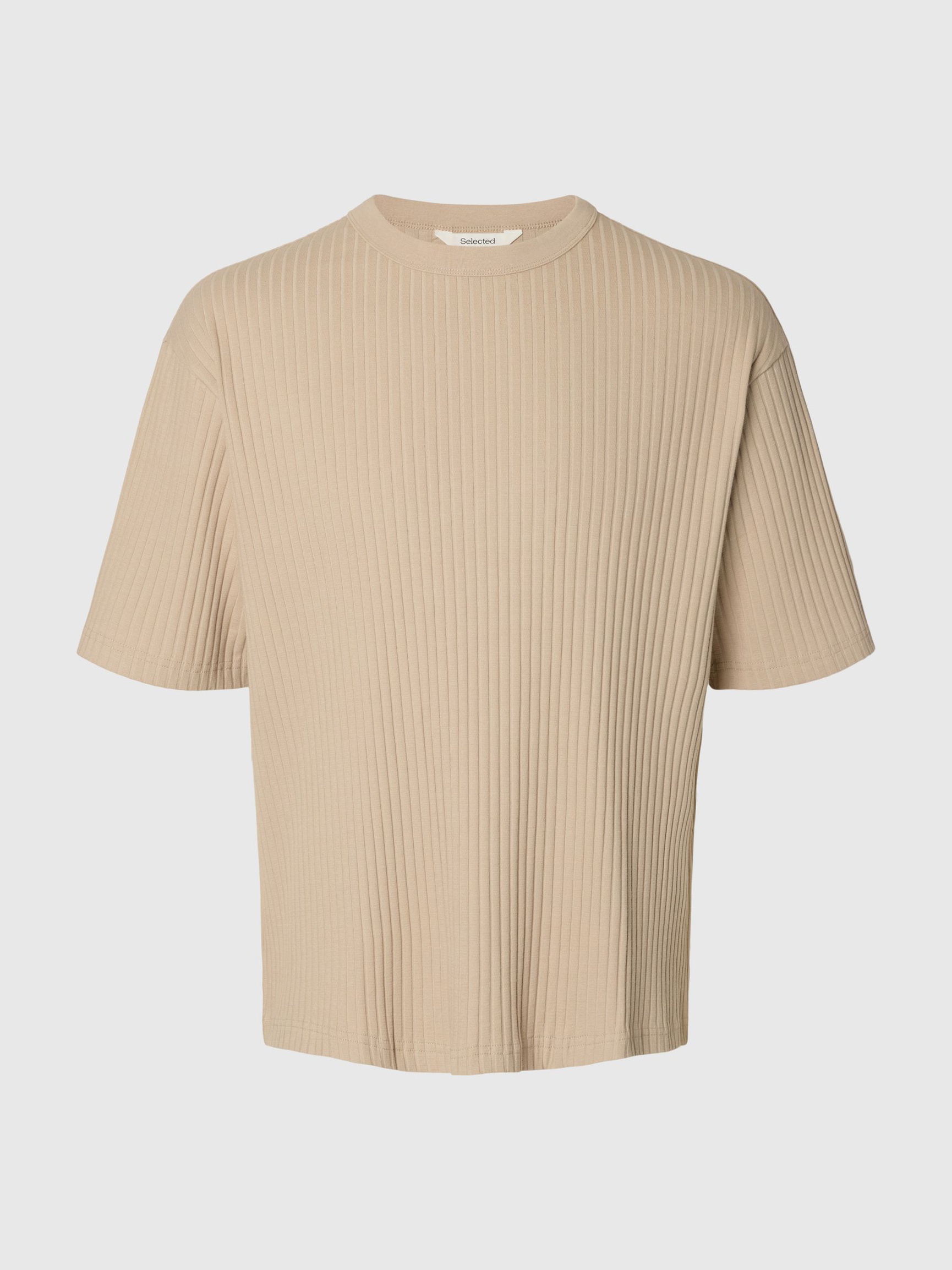 GERIPPTES RELAXED FIT T-SHIRT, Pure Cashmere, highres