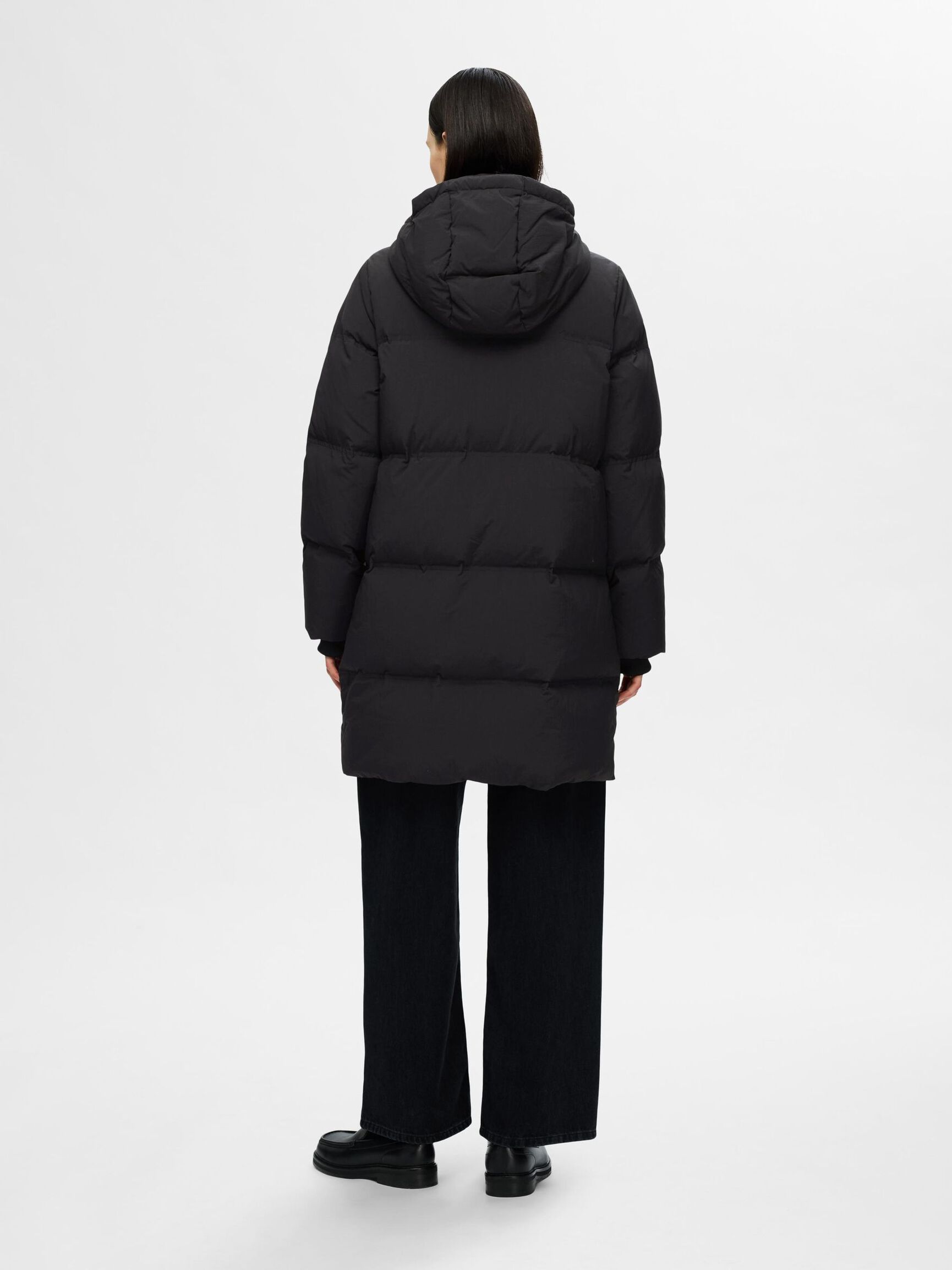 LONG PUFFER COAT, Black, highres