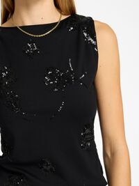 PAILLETTEN TOP, Black, highres