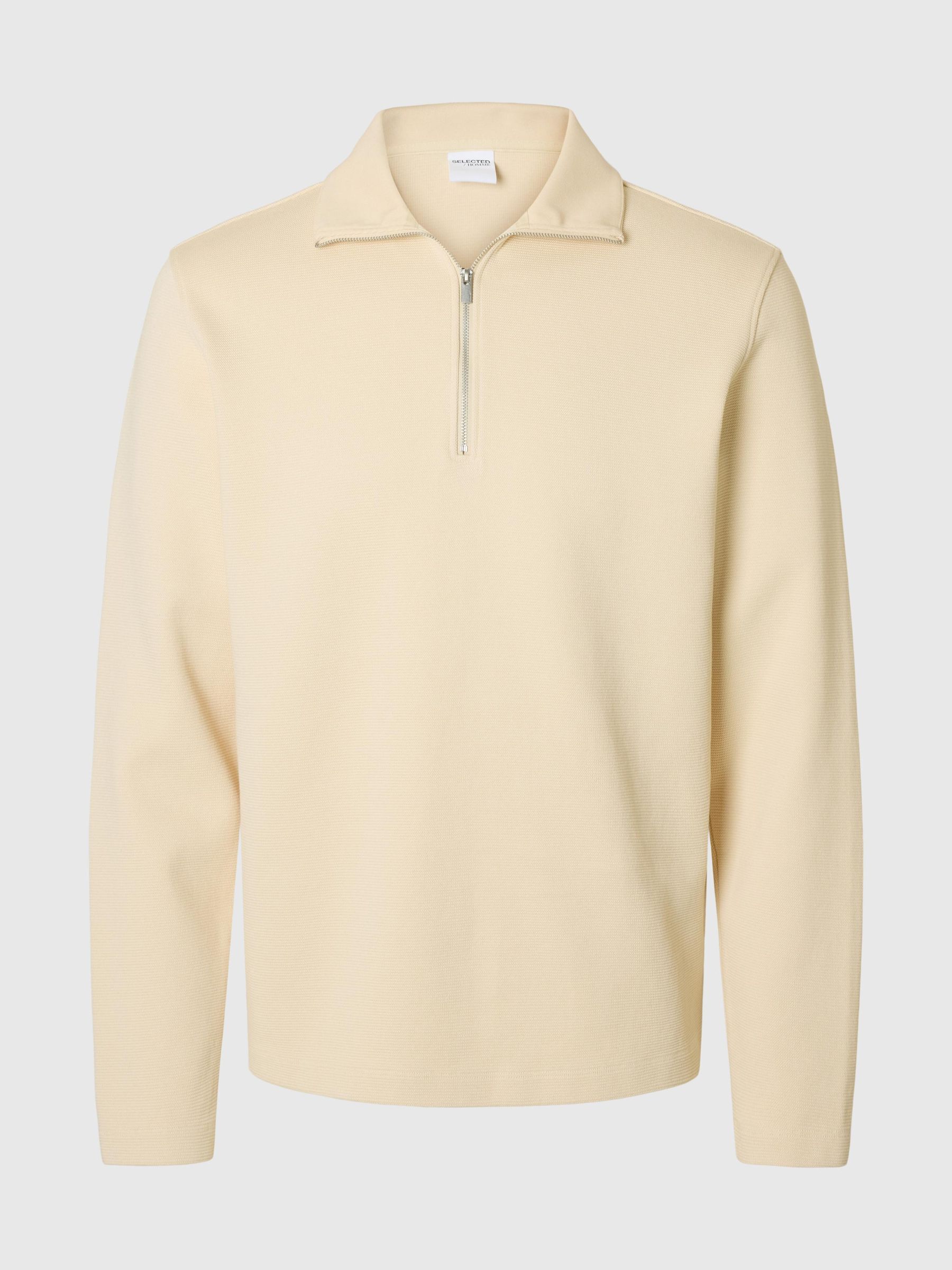 BAUMWOLLMIX SWEATSHIRT MIT REISSVERSCHLUSS, Angora, highres