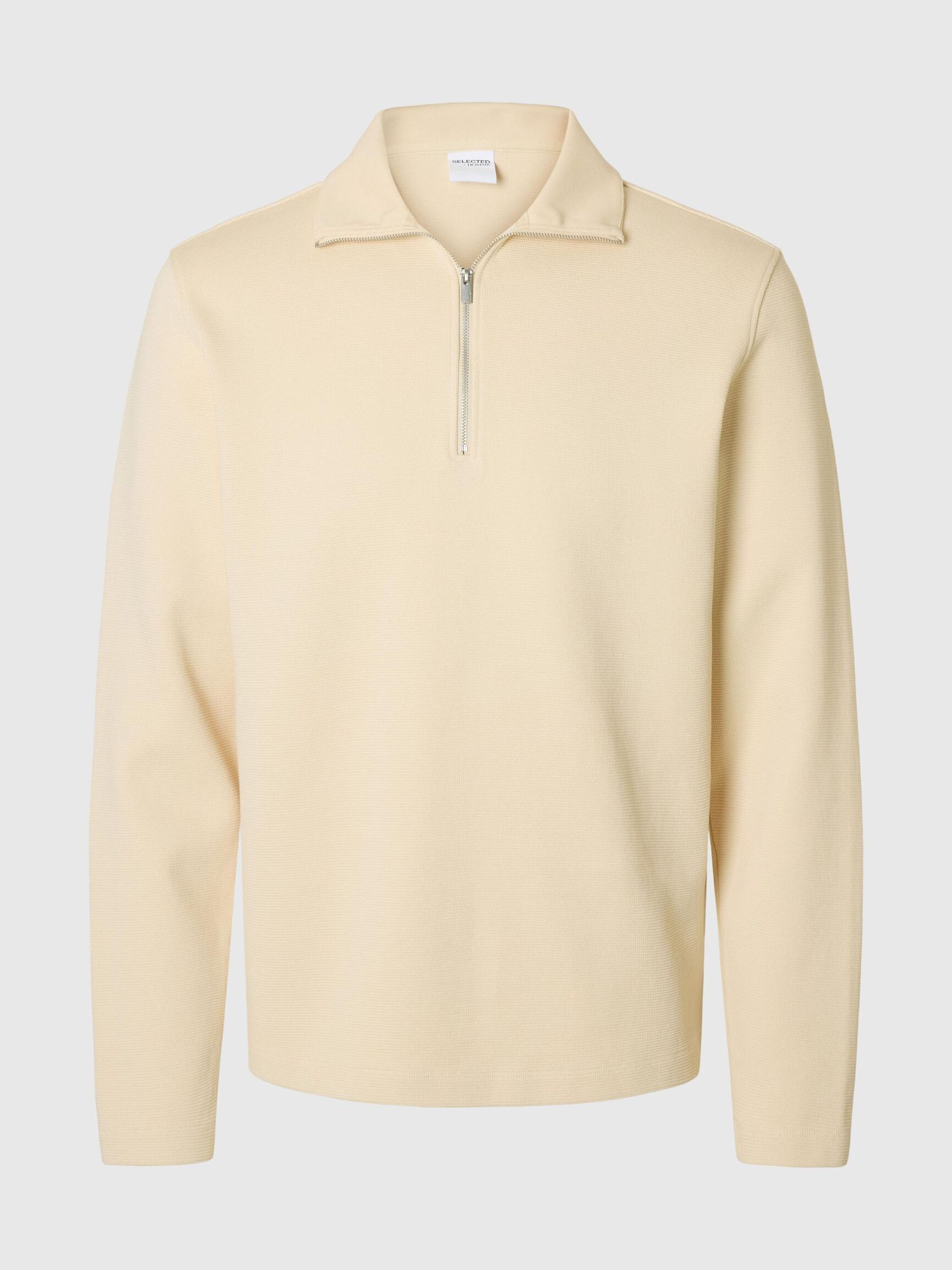 BAUMWOLLMIX SWEATSHIRT MIT REISSVERSCHLUSS, Angora, highres