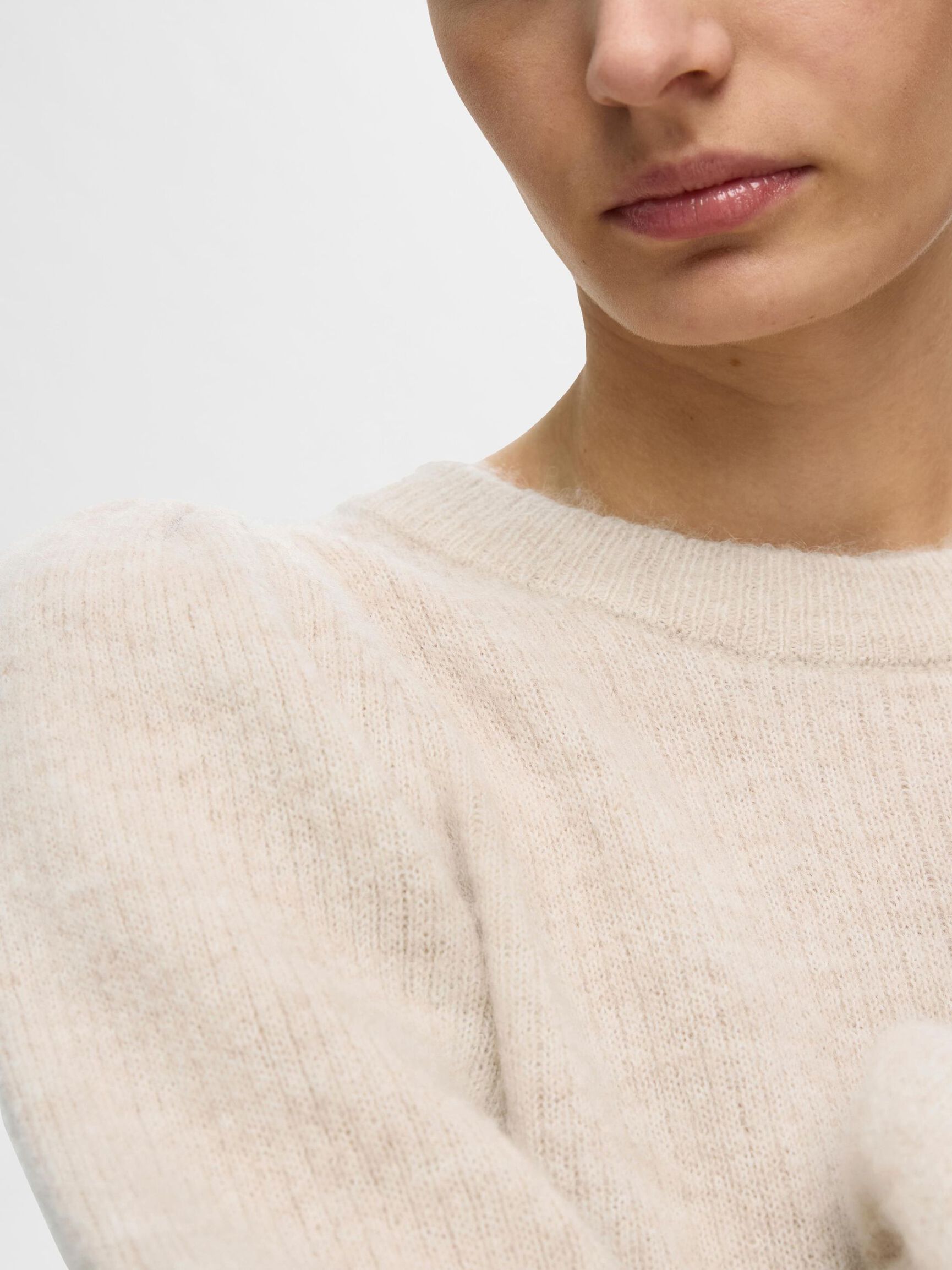WOOL BLEND KNITTED JUMPER, Birch, highres