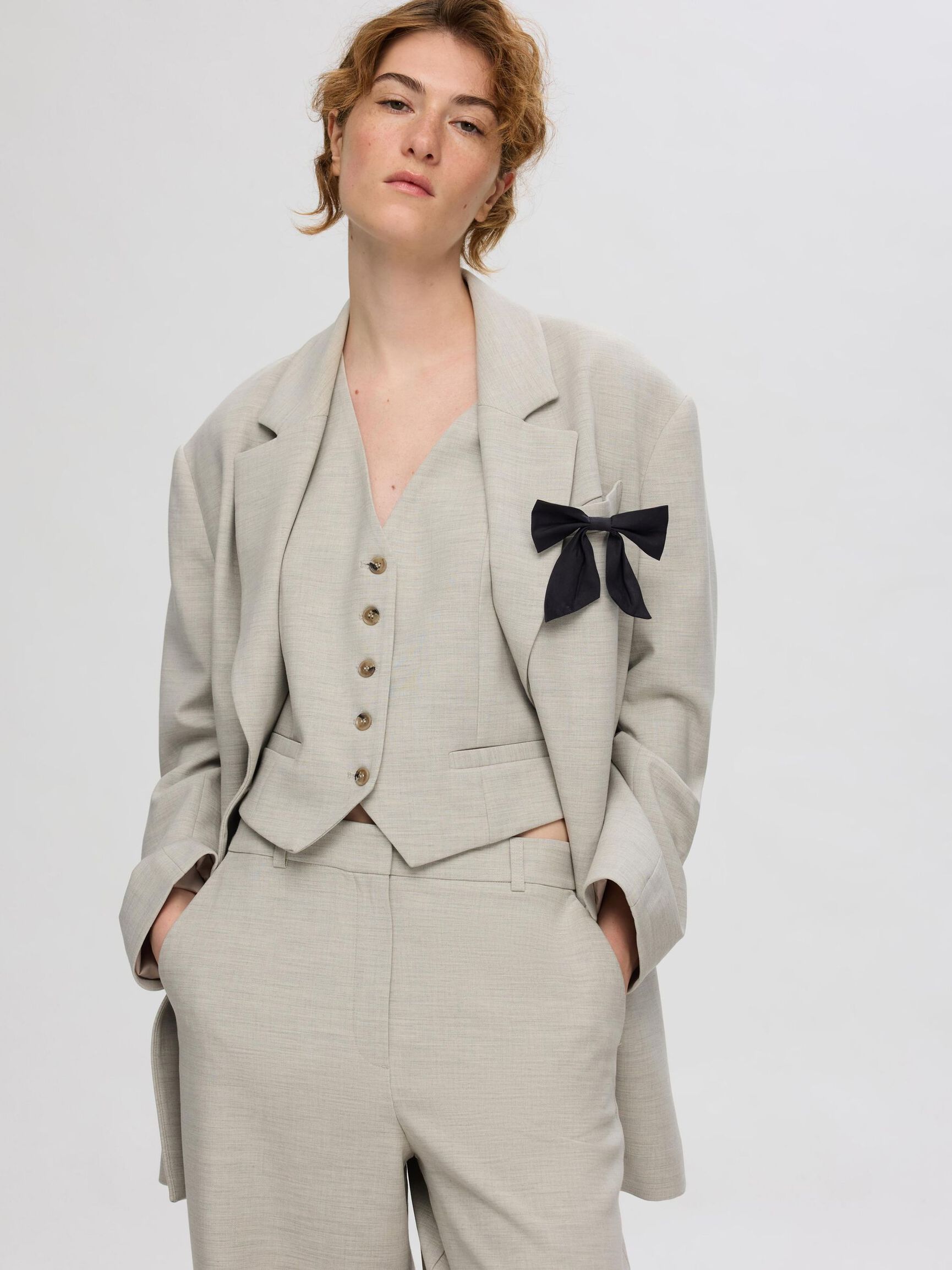 VISKOSEMIX OVERSIZED BLAZER, Dove, highres