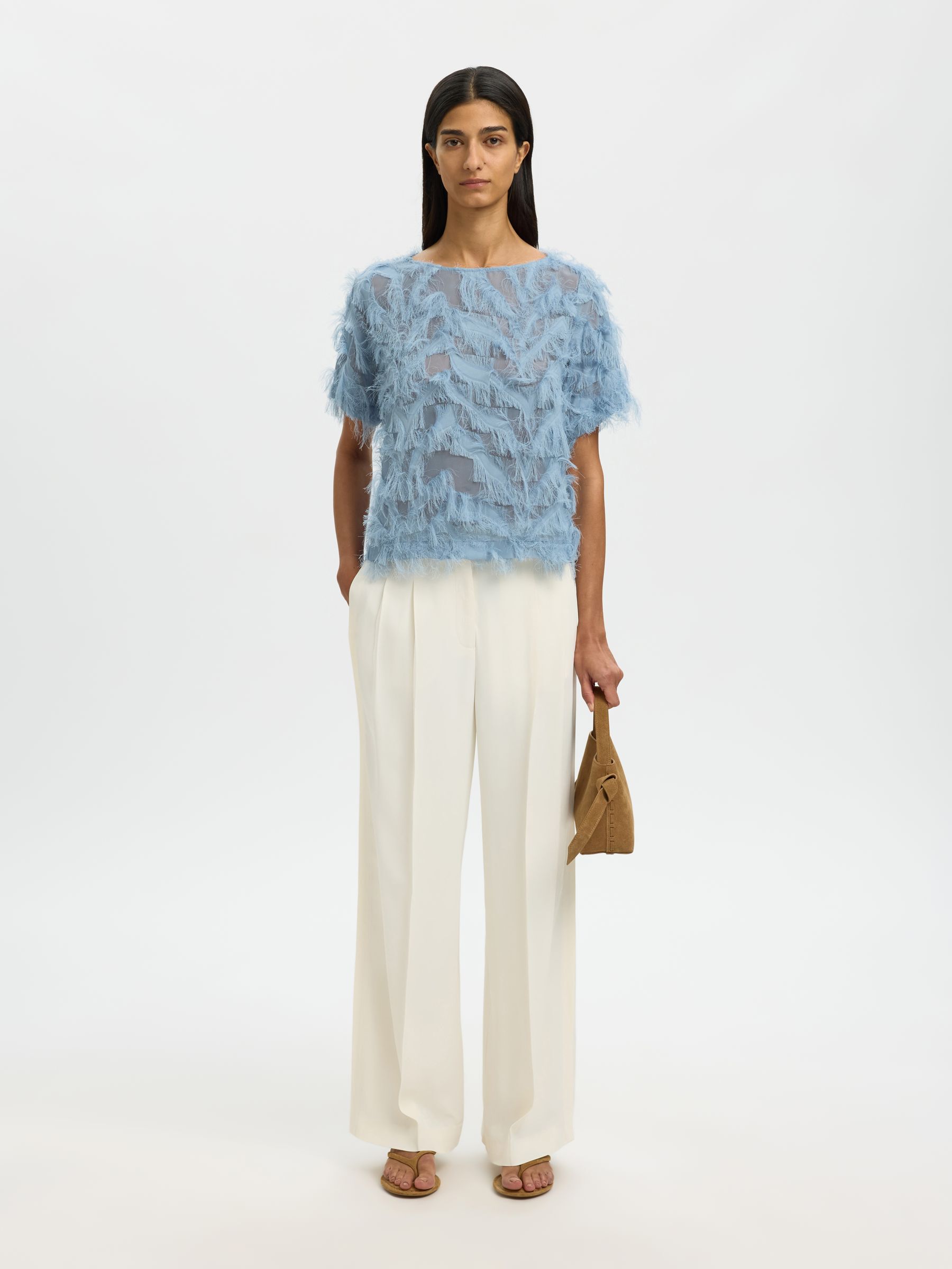 BÅDUDSKÆRING TOP, Dusty Blue, highres