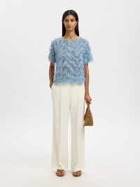 BÅDUDSKÆRING TOP, Dusty Blue, highres