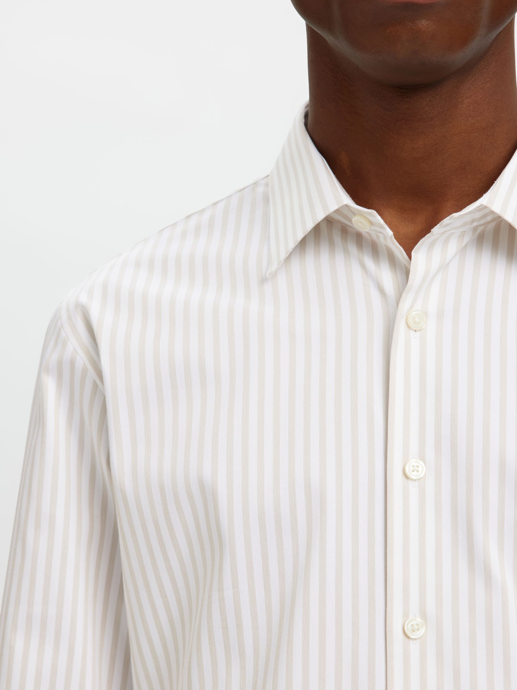 SLIM FIT SKJORTA, Sand, highres